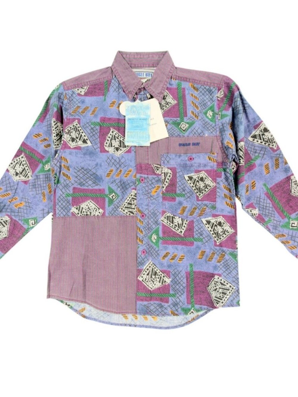 Bugle Boy Vintage 90s Shirt Boys Small 8-10 Geometric Multicolor NWT